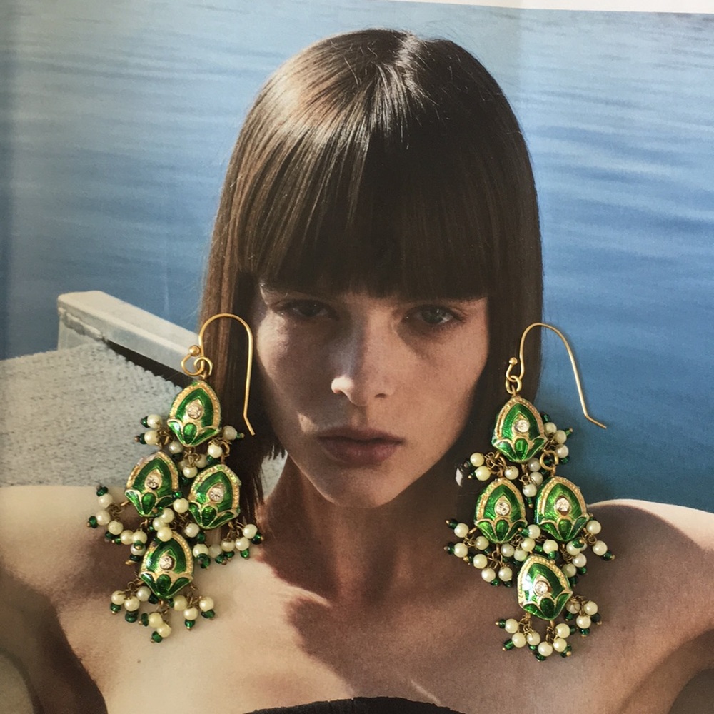 Antique gold plated paper mashe earrings,
